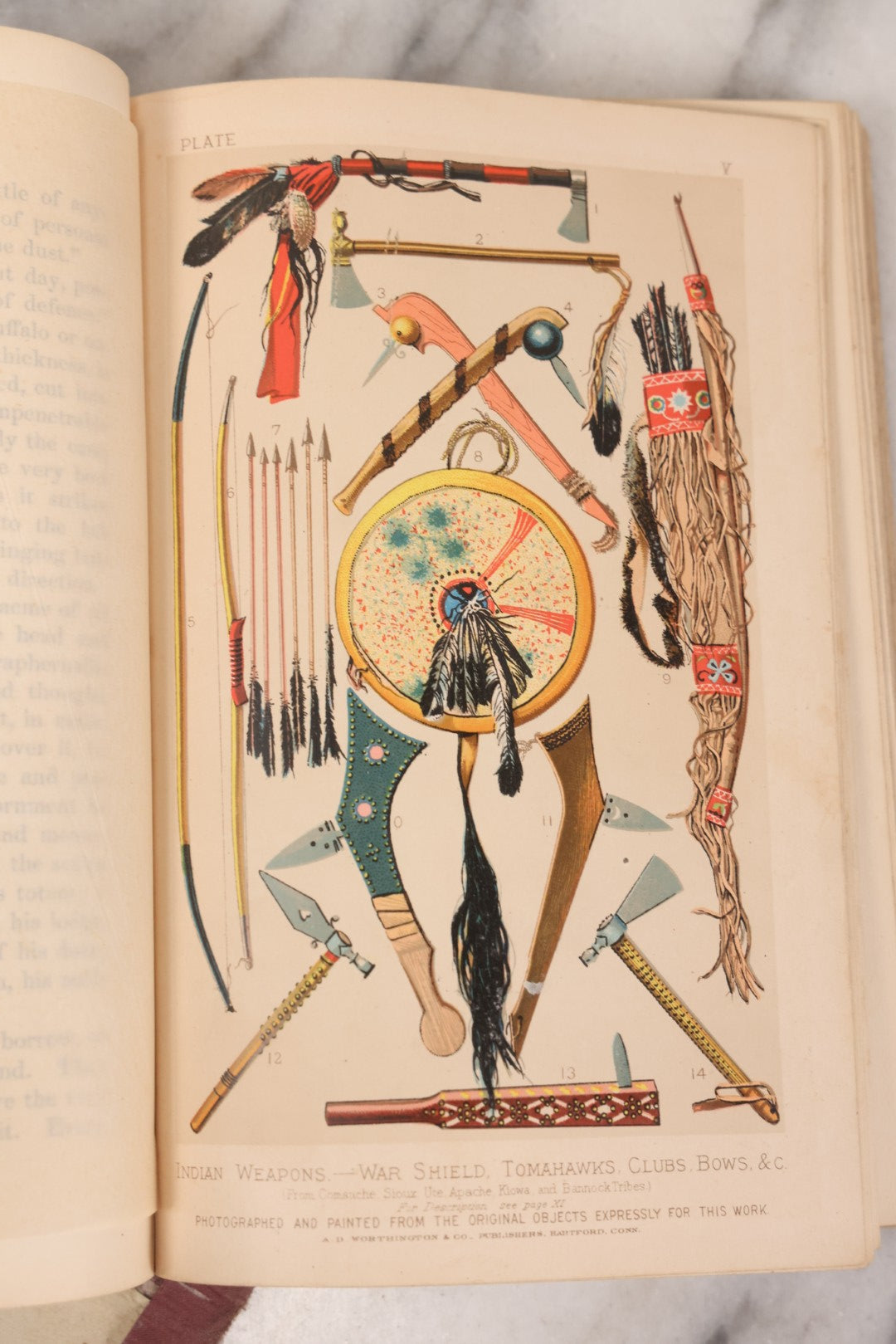 Lot 126 - "Thirty Three Years Among Our Wild Indians" Antique Book By Col. Richard Dodge, With 20+ Engraved Illustrations And 6 Color Chromo-Lithograph Plates, Introduction By Gen. William T. Sherman, Published By Worthington & Co., 1882