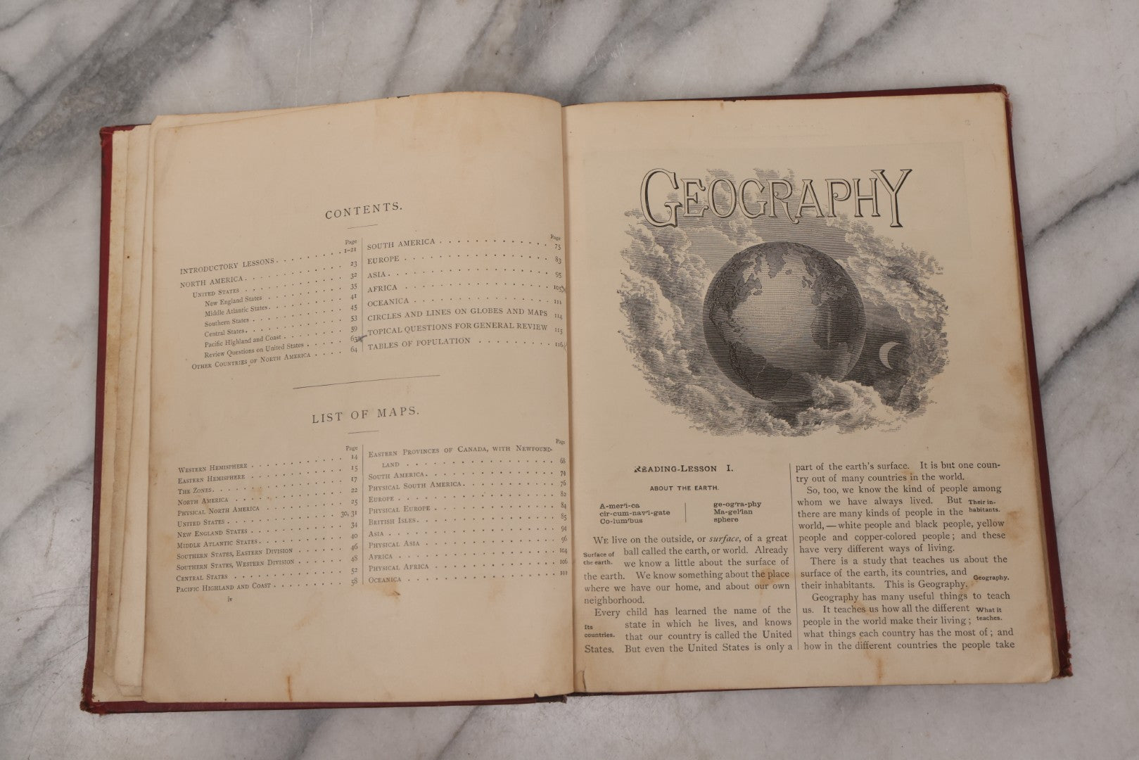 Lot 130 - "Introductory Geography In Readings And Recitations" Antique Book By William Swinton, With Many Illustrations Of World Cultures, Science And Maps, Published By American Book Company, New York, Cincinnati & Chicago, 1882