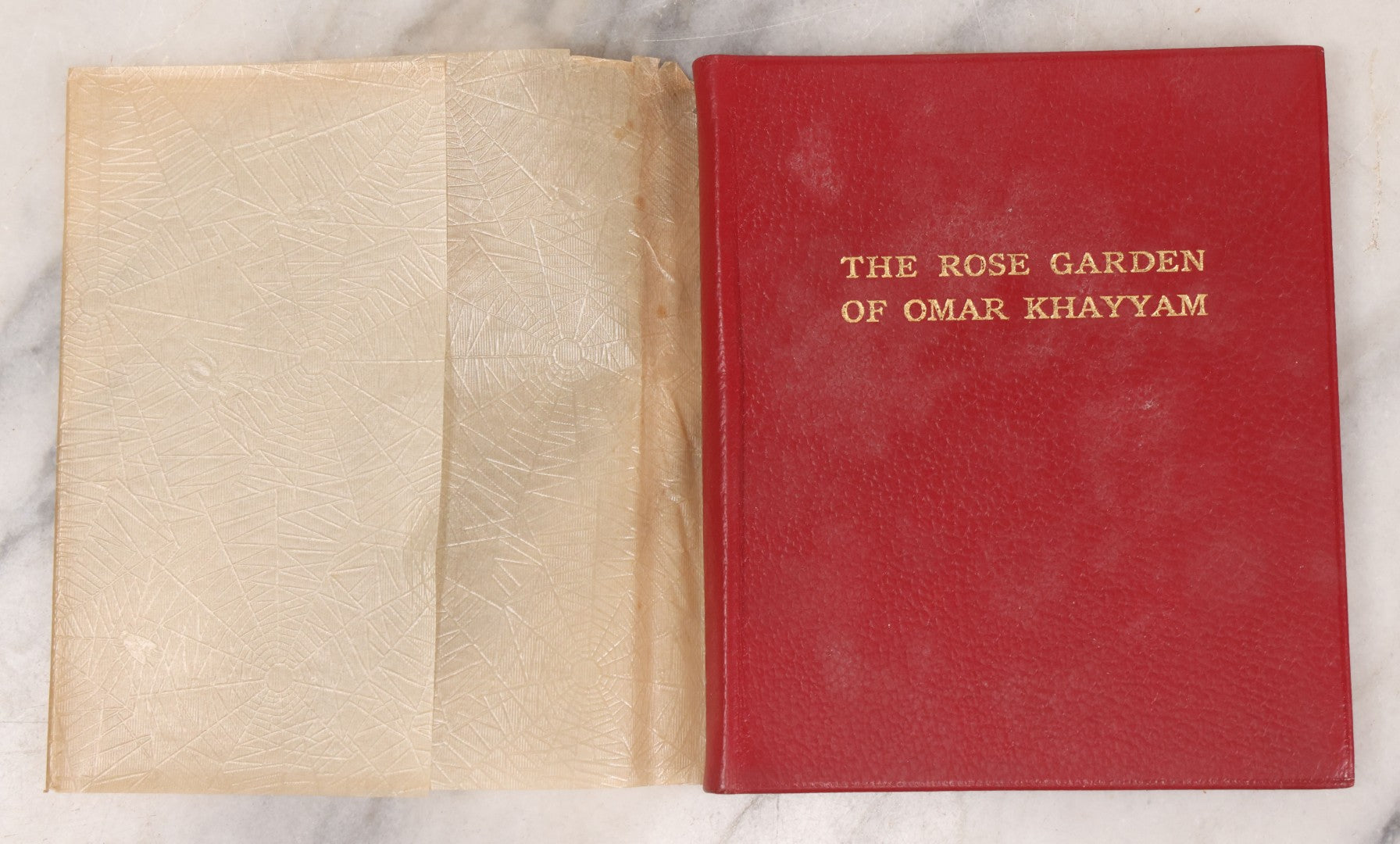 Lot 134 - "The Rose Garden Of Omar Khayyam" Vintage Book Founded On (Translated From) The Persian By Eben Francis Thompson, With Spider Web Paper Dust Jacket, Privately Printed, Worcester, Massachusetts, 1932