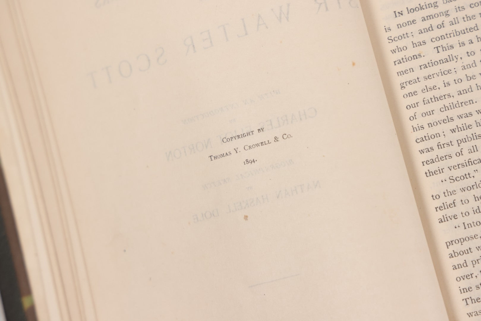 Lot 135 - "The Complete Poetical Works Of Sir Walter Scott" Antique Illustrated Book, Fine Binding, Painted Leather Cover With Gold Text And Details, Gold Fore-Edge, Christmas 1909 Inscription, Published By Thomas Y. Crowell & Co., New York, 1894