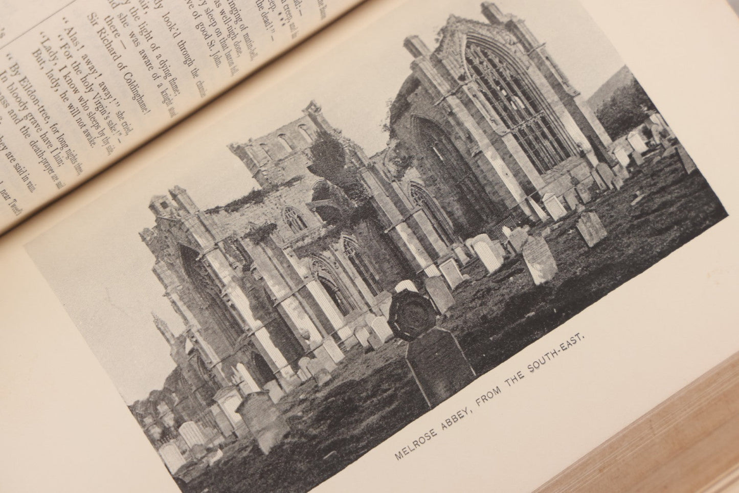 Lot 135 - "The Complete Poetical Works Of Sir Walter Scott" Antique Illustrated Book, Fine Binding, Painted Leather Cover With Gold Text And Details, Gold Fore-Edge, Christmas 1909 Inscription, Published By Thomas Y. Crowell & Co., New York, 1894