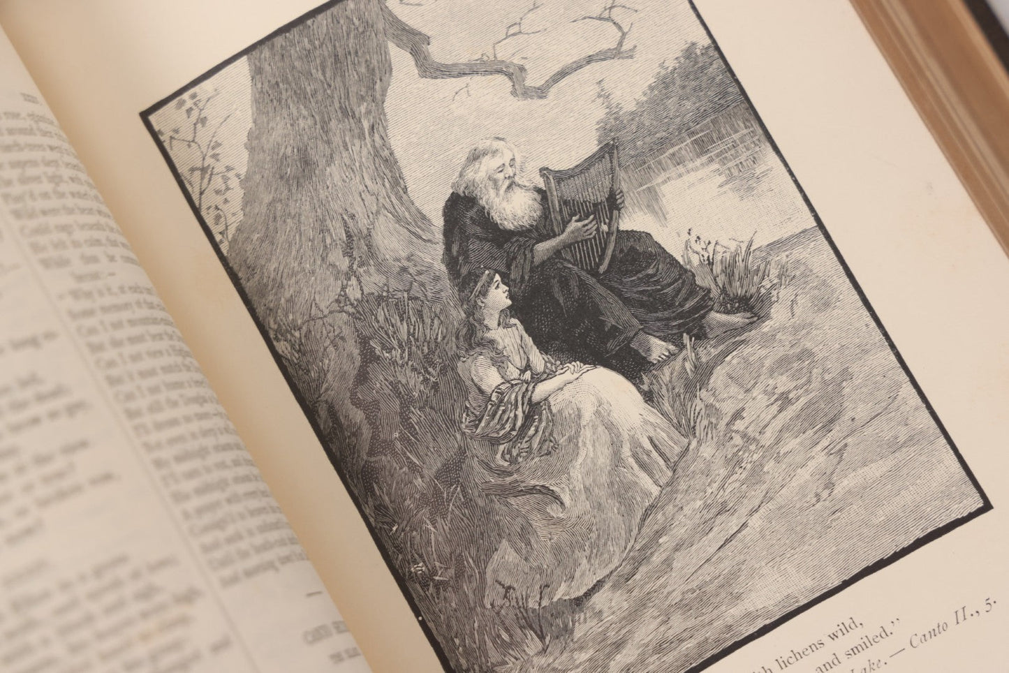 Lot 135 - "The Complete Poetical Works Of Sir Walter Scott" Antique Illustrated Book, Fine Binding, Painted Leather Cover With Gold Text And Details, Gold Fore-Edge, Christmas 1909 Inscription, Published By Thomas Y. Crowell & Co., New York, 1894