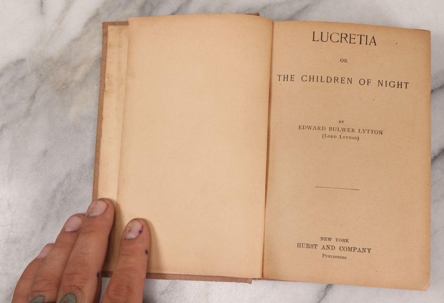 Lot 136 - "Lucretia Or Children Of Night" Antique Book By Lord Edward Bulwer Lytton, Cover Decorated With Art Nouveau Designs, 1904 Inscription, Published By Hurst And Company, New York, 1853