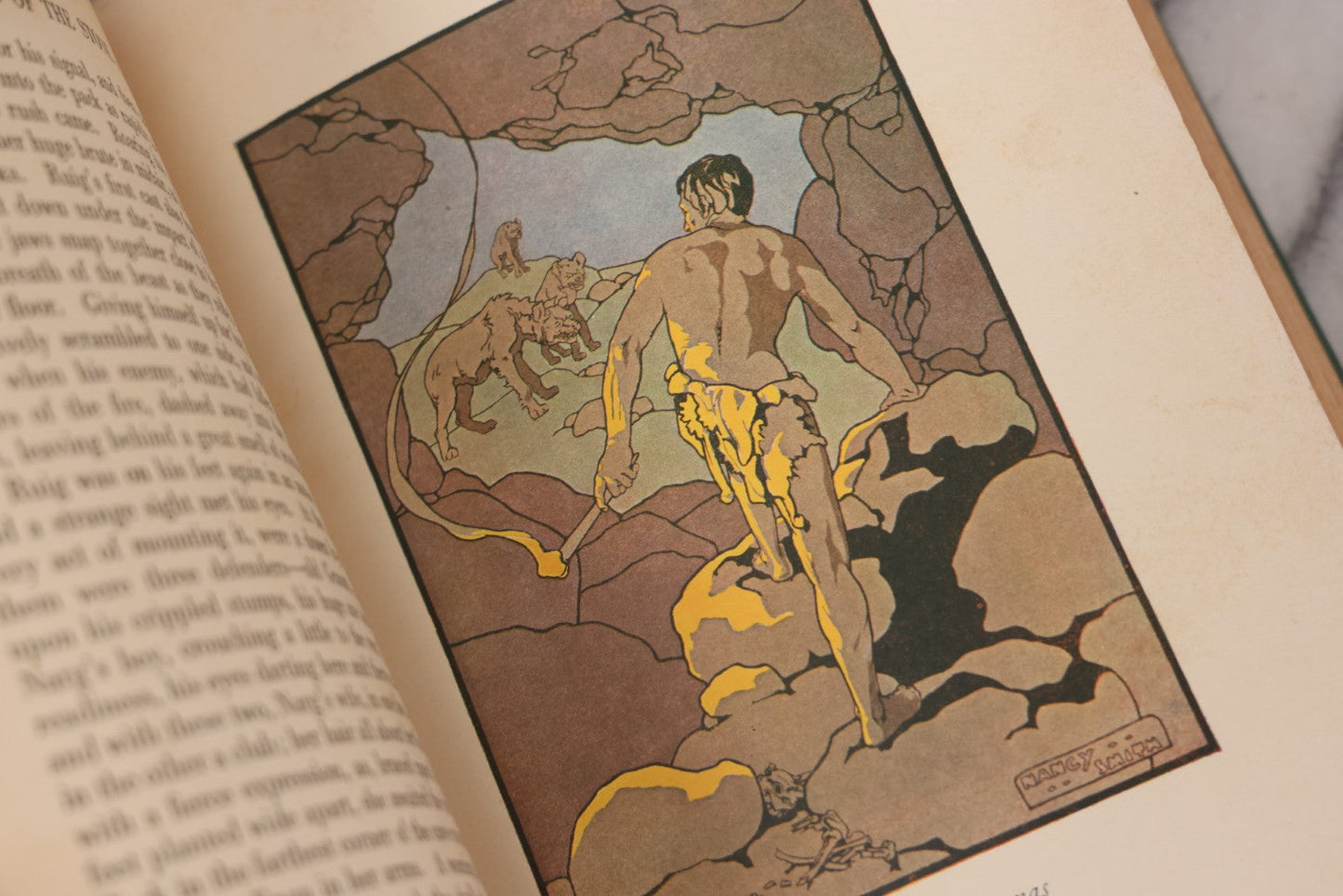 Lot 139 - "Stories Of The Stone Age; A Boy's Life In 16,000 B.C." Antique Illustrated Book By Edward Colton Fellowes, Published By Small, Maynard & Company, Cambridge, Mass, 1925
