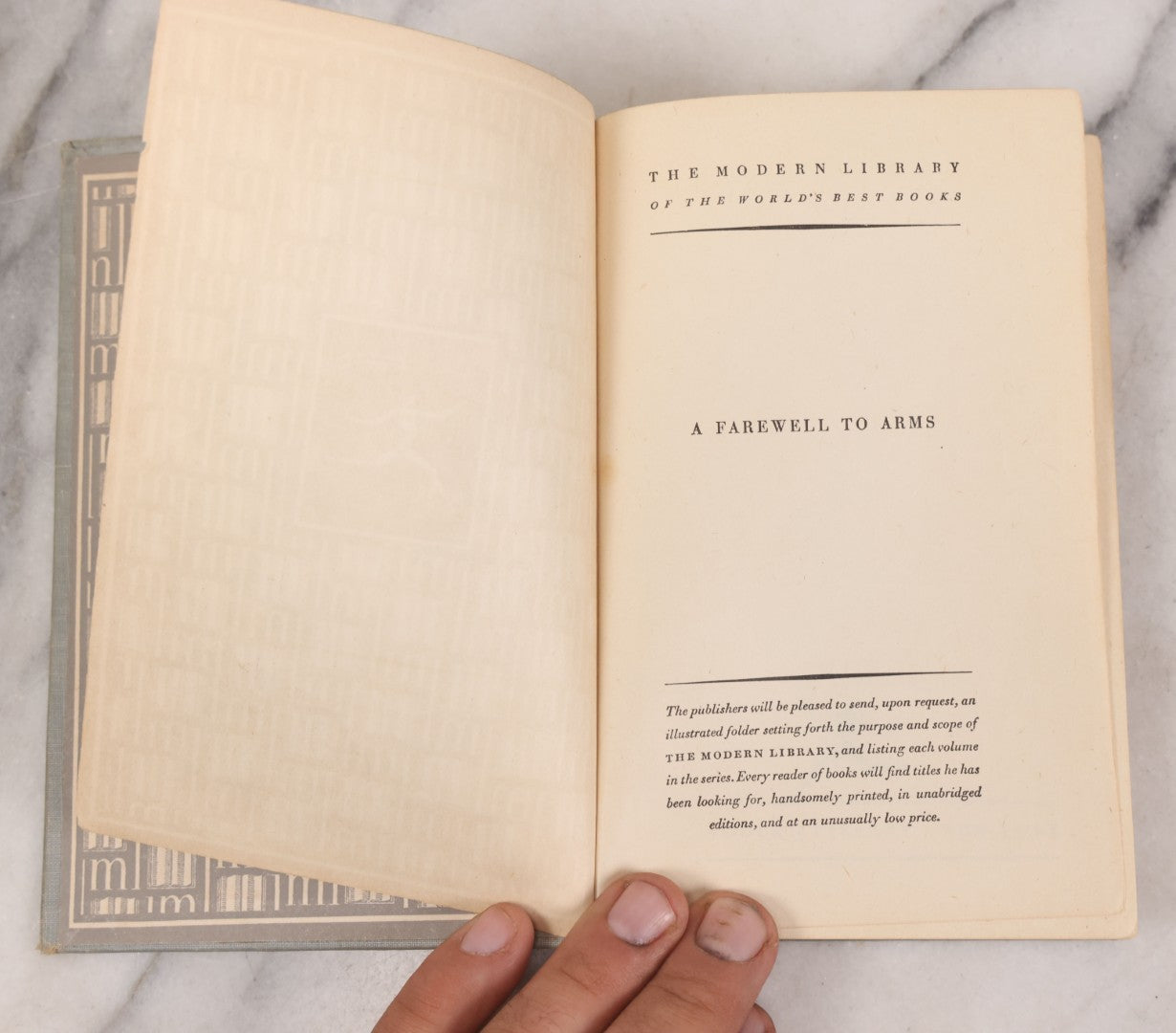 Lot 142 - "A Farewell To Arms" Vintage Book By Ernest Hemingway, The Modern Library, New York, Copyright 1929 (Scribner's), Introduction Copyright 1932 By The Modern Library