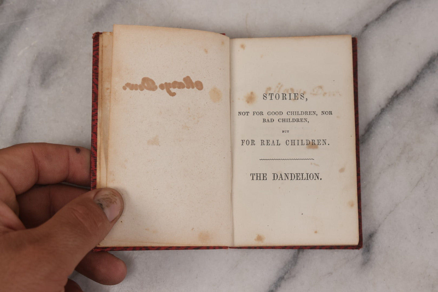 Lot 145 - "Stories, Not For Good Children, Nor For Bad Children, But For Real Children: The Dandelion" Antique Miniature Book By Mrs. E. Oakes Smith, Fourth Edition, With Illustrated Frontispiece, Published By Derby, Miller & Co., Auburn, 1849