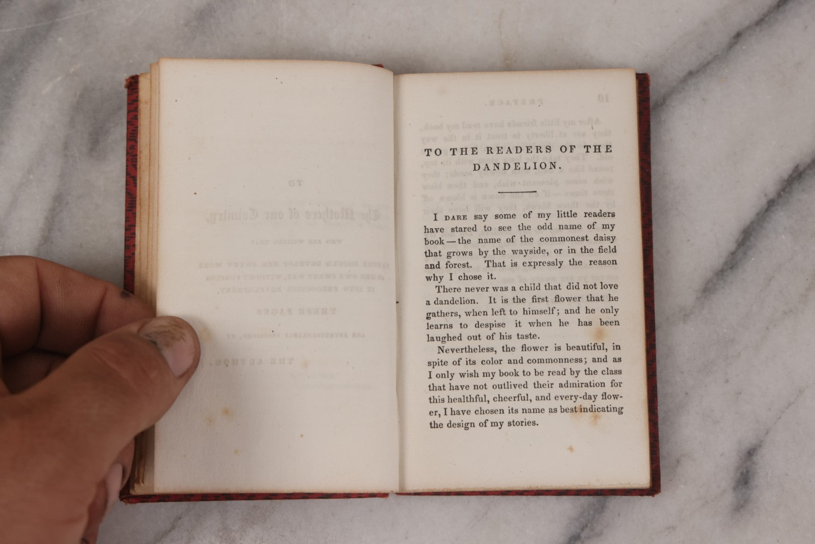 Lot 145 - "Stories, Not For Good Children, Nor For Bad Children, But For Real Children: The Dandelion" Antique Miniature Book By Mrs. E. Oakes Smith, Fourth Edition, With Illustrated Frontispiece, Published By Derby, Miller & Co., Auburn, 1849