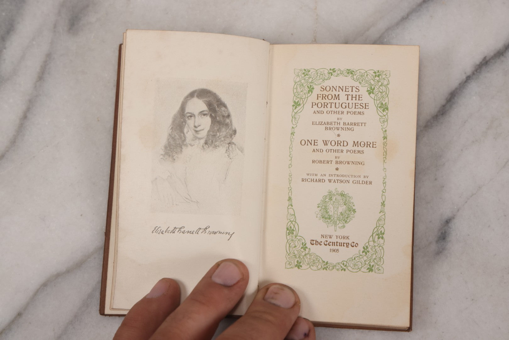 Lot 146 - "Sonnets From The Portuguese And Other Poems" By Elizabeth Barrett Browning And "One Word More And Other Poems" By Robert Browning, Two Works In One Antique Miniature Book, Published By The Century Co., New York, 1905