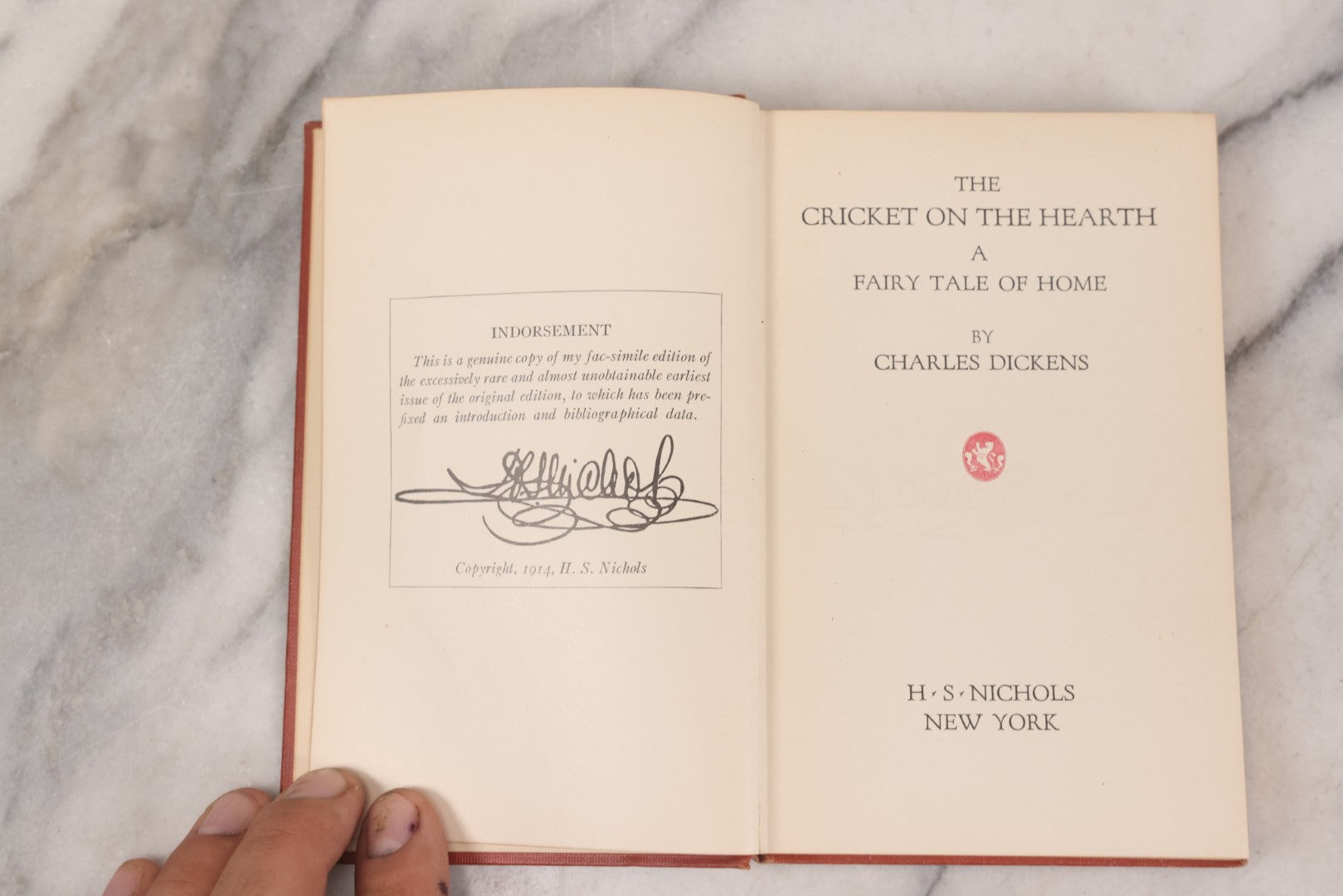 Lot 148 - "The Cricket On The Hearth: A Fairy Tale Of Home" Facsimile Edition And "Little Dorrit" Pair Of Antique Books By Charles Dickens, 1914 And 1913, Respectively