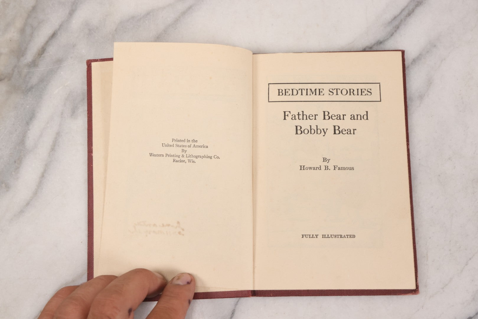 Lot 154 - "Father Bear And Bobby Bear" Antique Children's Bedtime Story Book By Howard B. Famous, Illustrated, Printed By Western Printing And Lithographing Co., Racine, Wisconsin, Circa 1915