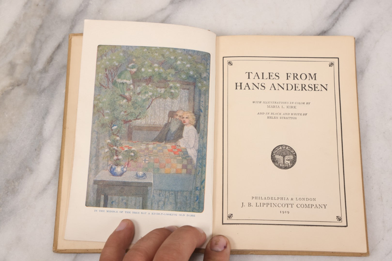 Lot 155 - "Tales From Hans [Christian] Andersen" Antique Children's Fairy Tale Book With Illustrations By Maria L. Kirk And Helen Stratton, Published By J.B. Lippincott Company, Philadelphia & London, 1919