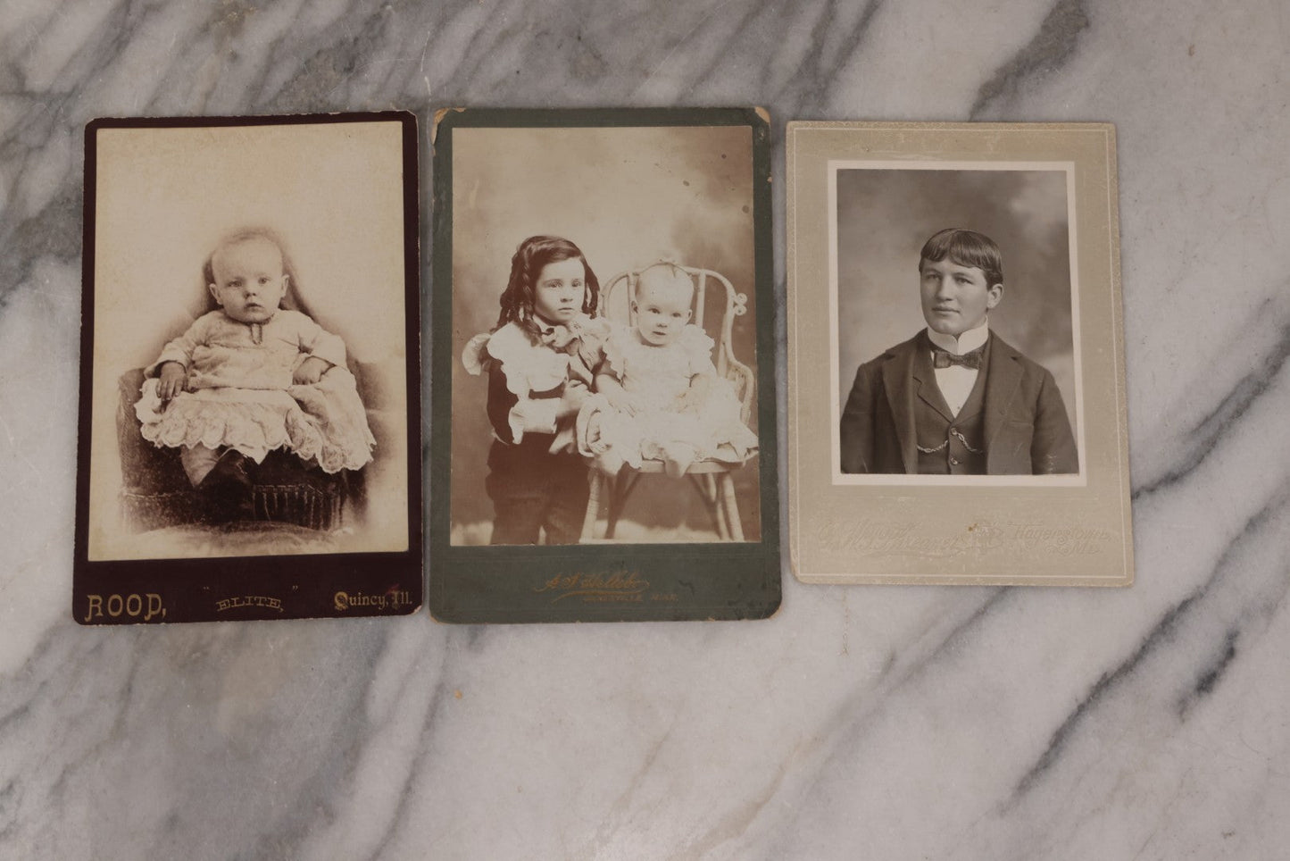 Lot 158 - Grouping Of Fifteen Antique Cabinet Card Photographs Of Men, Women, And Children, Including Woman Holding Hat With Umbrella, Parents With Child, Girl With Locket, And More