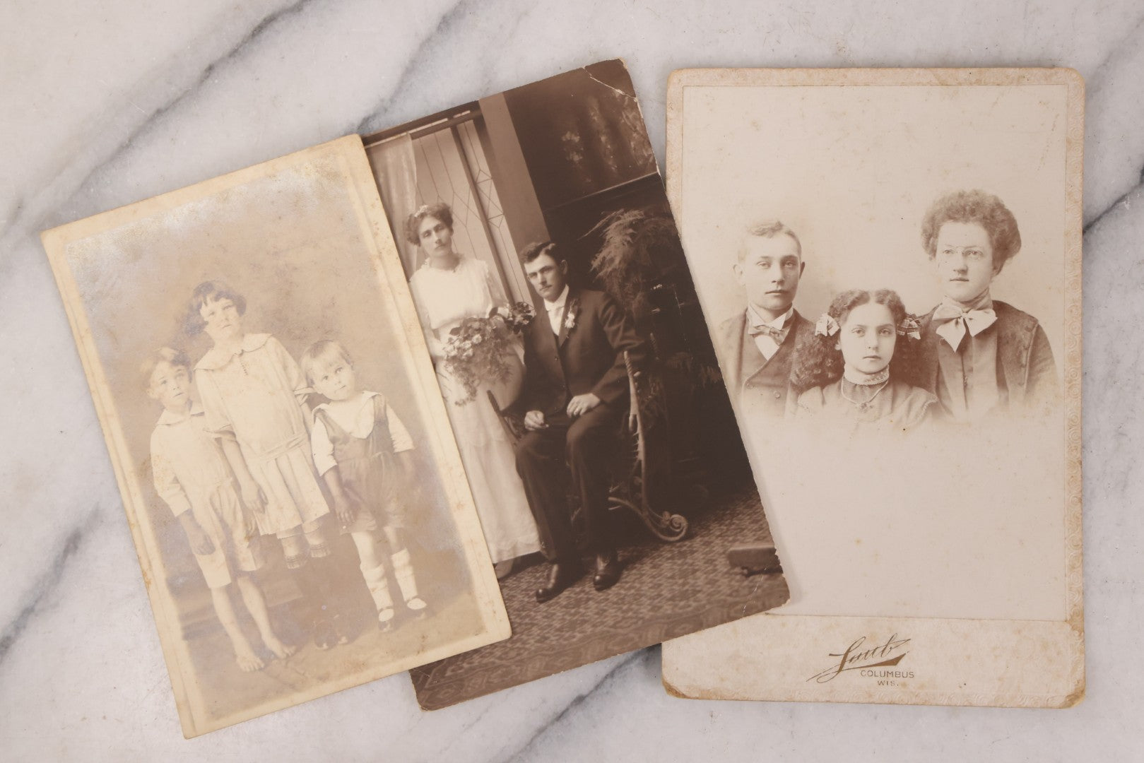 Lot 160 - Grouping Of 17 Antique Boarded, Cabinet Card, And Other Photographs, Including Portraits Of Babies, Family Portraits, And R.P.P.C. Of Children