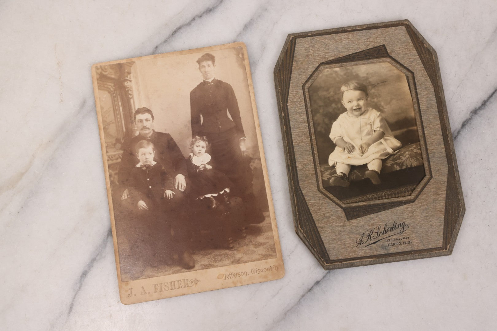 Lot 160 - Grouping Of 17 Antique Boarded, Cabinet Card, And Other Photographs, Including Portraits Of Babies, Family Portraits, And R.P.P.C. Of Children