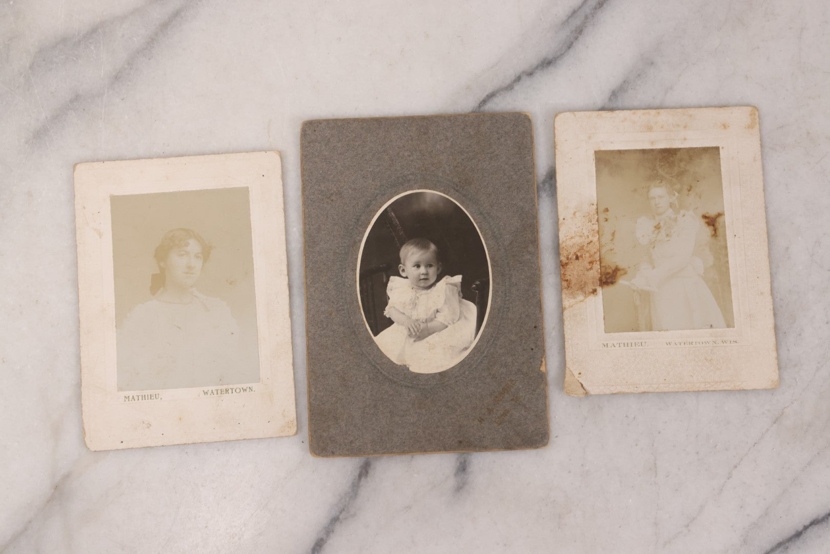 Lot 160 - Grouping Of 17 Antique Boarded, Cabinet Card, And Other Photographs, Including Portraits Of Babies, Family Portraits, And R.P.P.C. Of Children