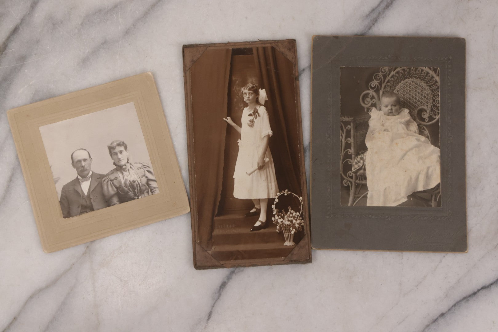Lot 160 - Grouping Of 17 Antique Boarded, Cabinet Card, And Other Photographs, Including Portraits Of Babies, Family Portraits, And R.P.P.C. Of Children