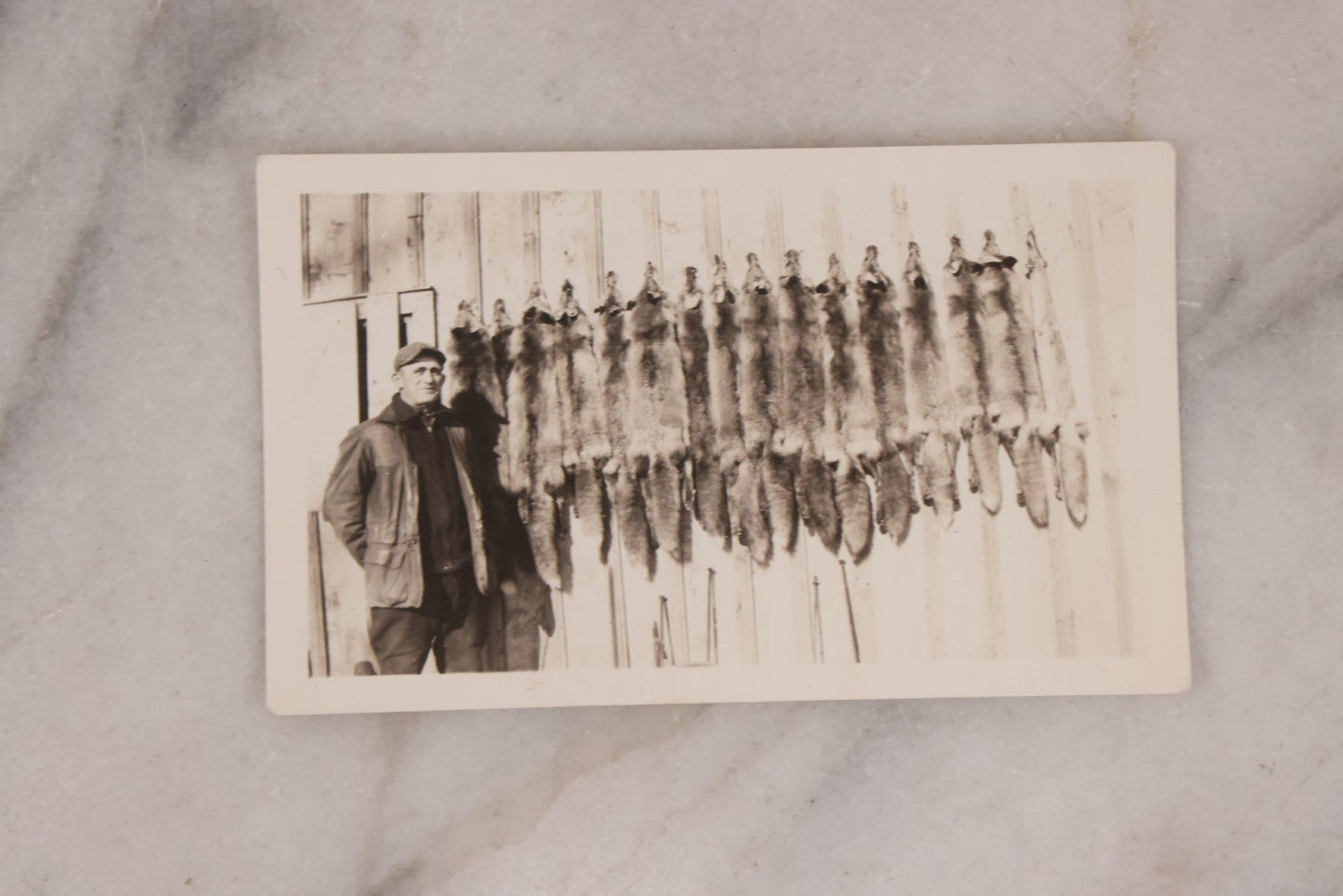 Lot 165 - Grouping Of Nine Vintage Snapshot Photographs Of Outdoorsmen, Hunters, Trappers, Fisherman, And Their Catches, Including Many Photos Of Furs, Hunting Dogs, Etc.