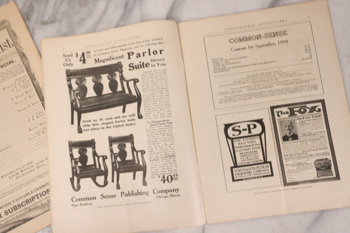 Lot 173 - Pair Of Antique Magazines Including Common Sense, September 1910, Chicago, Il, And The Agricultural Epitomist, September 1892, Indianapolis, In