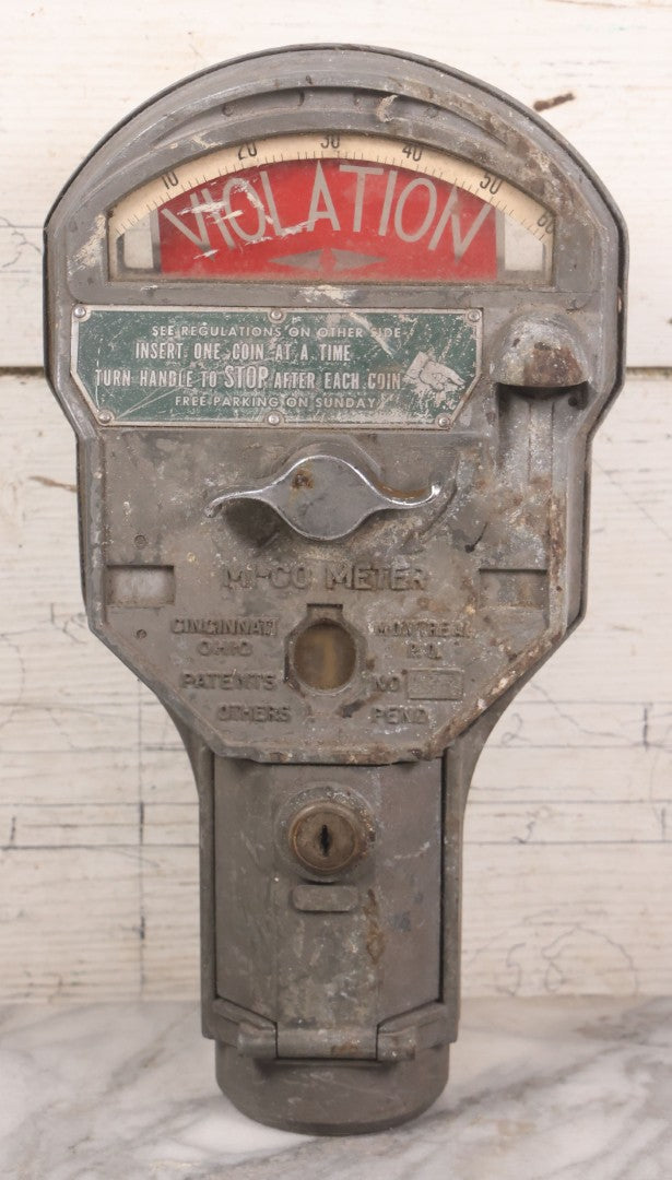 Lot 024 - Vintage Cast Metal "Mi-Co Meter" 5 Cent Parking Meter, Built By Michaels Art Bronze Co., Covington, Kentucky