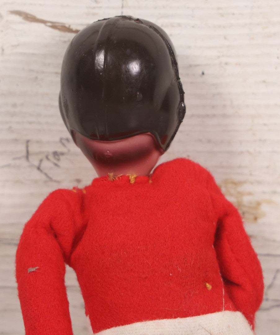 Lot 040 - Vintage Football Player Sports Doll Toy With Celluloid Head And Fabric Body, Made In Japan, 7-7/8" Height