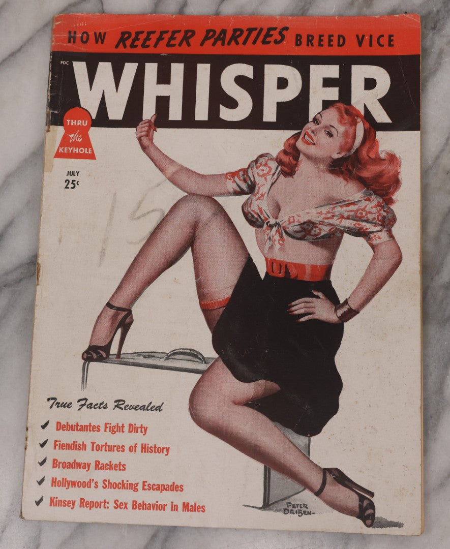 Lot 091 - "Whisper" Vintage Pin Up Magazine With Feature Article "How Reefer Parties Breed Vice", July 1948
