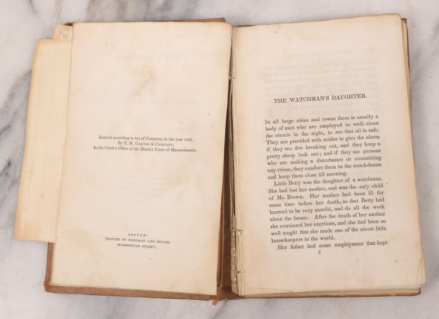 Lot 116 - "Youth's Keepsake: A Christmas And New Year's Gift For Young People" Antique Gift Book Of Poetry And Prose, Illustrated, Published By T.H. Carter And Company, Boston, 1843