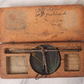 Lot 042 - Antique Travel Balancing Hand Scale In Original Hand Carved Wooden Box, Missing Weights, Handwriting Inside Lid
