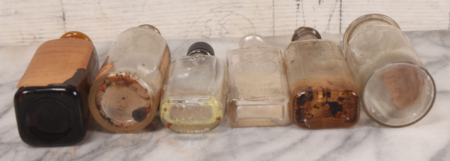 Lot 072 - Grouping Of Six Antique Bottles Including Donovan's Solution From Gilman Brother Inc., Boston, Mercury Chalk From James E. Signorelli, Everett, Massachusetts, Calabar Bean Extract From John Wyeth & Brother, Philadelphia, And Others