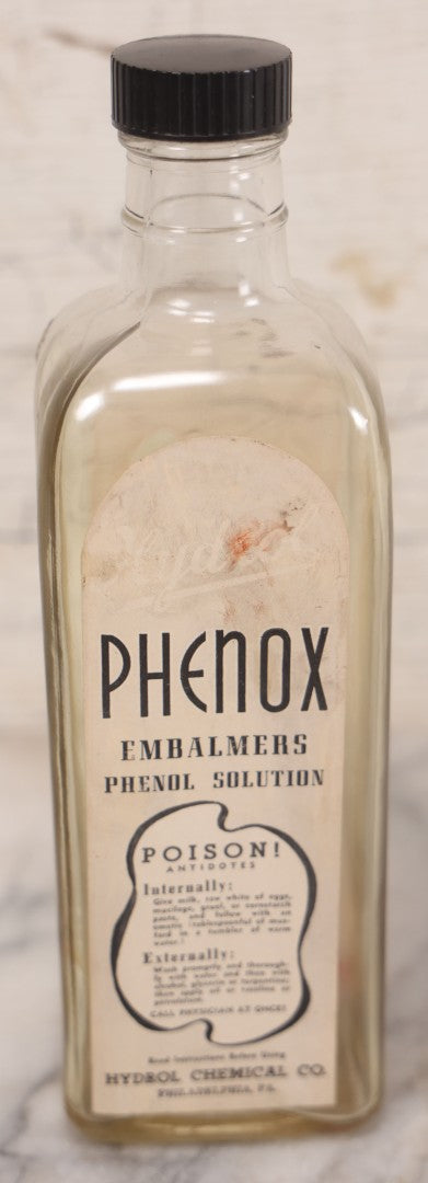 Embalming Label Lot 077 - Pair Of Vintage Clear Glass Embalming Fluid Bottles With Pap ...