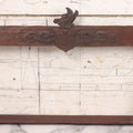 Lot 086 - Antique Hand Carved Wood Folk Art Frame With Griffin Motif, Coat Of Arms, Cherub Corners, Original Finish, 18-1/2" x 9-1/4"