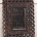 Lot 087 - Vintage Hand Carved Wood Folk Art Frame With Scalloped Cut Out Design, Floral Embellishments, With Mirror, 8" x 10-1/8"