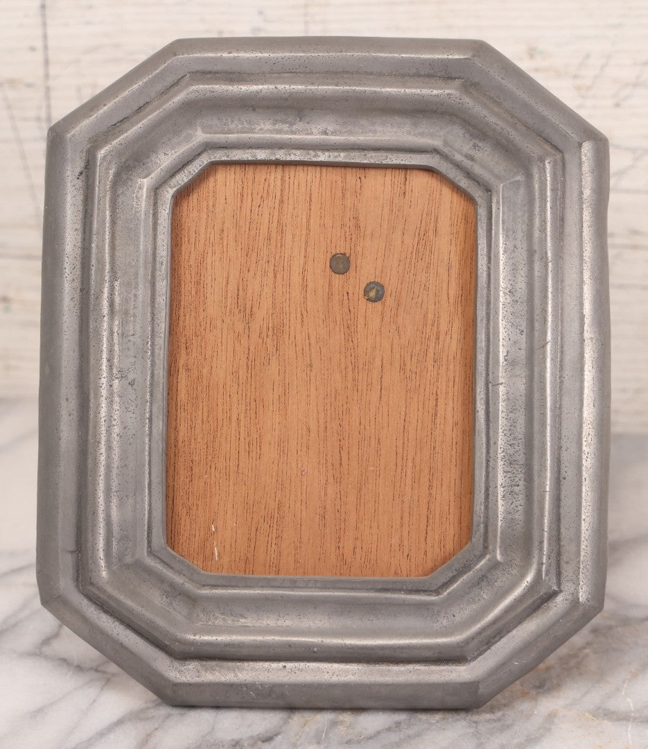 Lot 089 - Antique German Pewter Octagonal Picture Frame With Hallmark, 6-1/2" x 7-1/2"