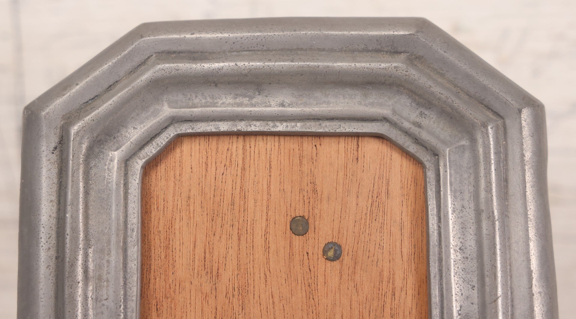 Lot 089 - Antique German Pewter Octagonal Picture Frame With Hallmark, 6-1/2" x 7-1/2"