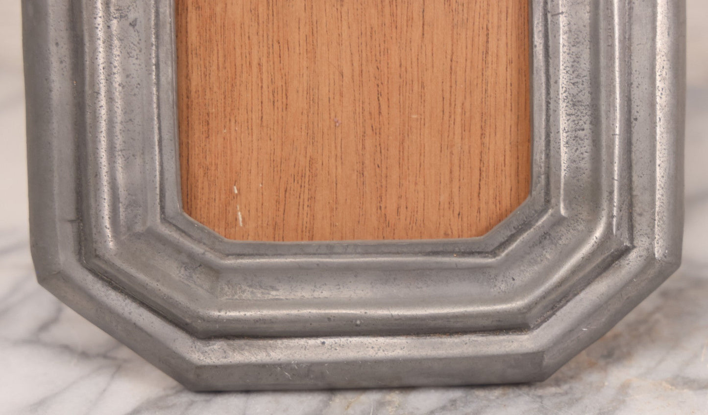 Lot 089 - Antique German Pewter Octagonal Picture Frame With Hallmark, 6-1/2" x 7-1/2"