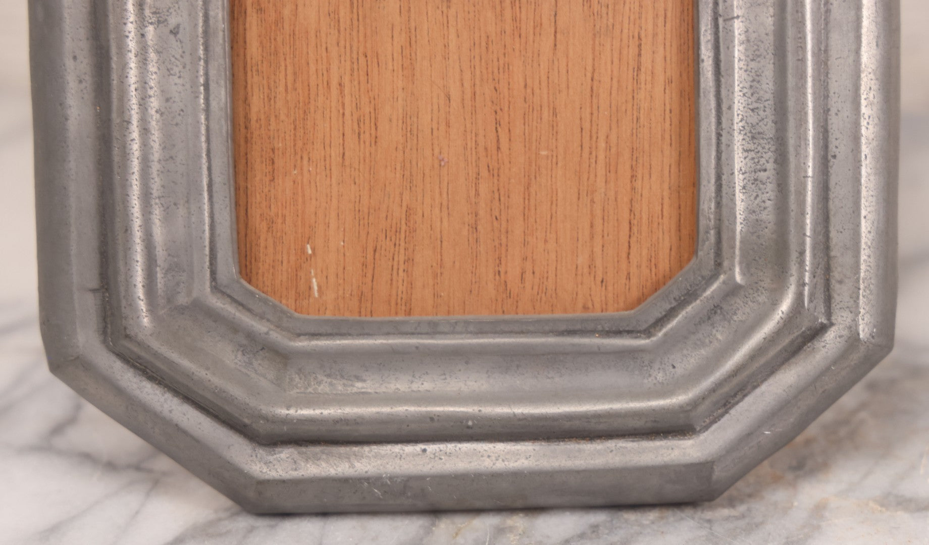 Lot 089 - Antique German Pewter Octagonal Picture Frame With Hallmark, 6-1/2" x 7-1/2"