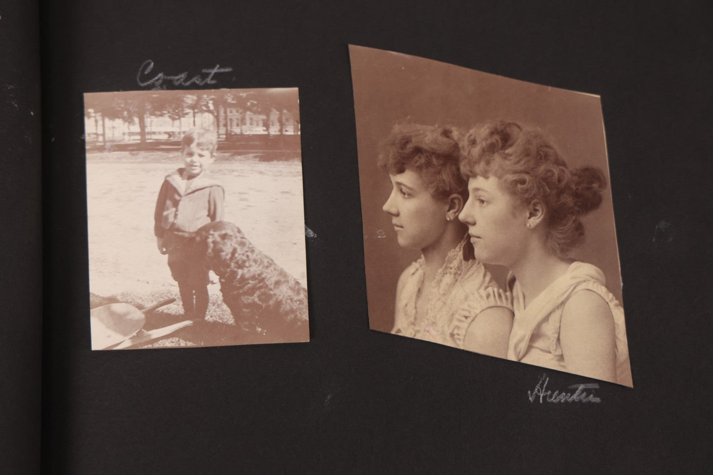 Lot 095 - Antique Family Photo Album With 25+ Portrait And Snapshot Photographs, Mostly Of Children, Including New York Sightseeing Trolley Photo, And Several Additional Loose Snapshot Photos