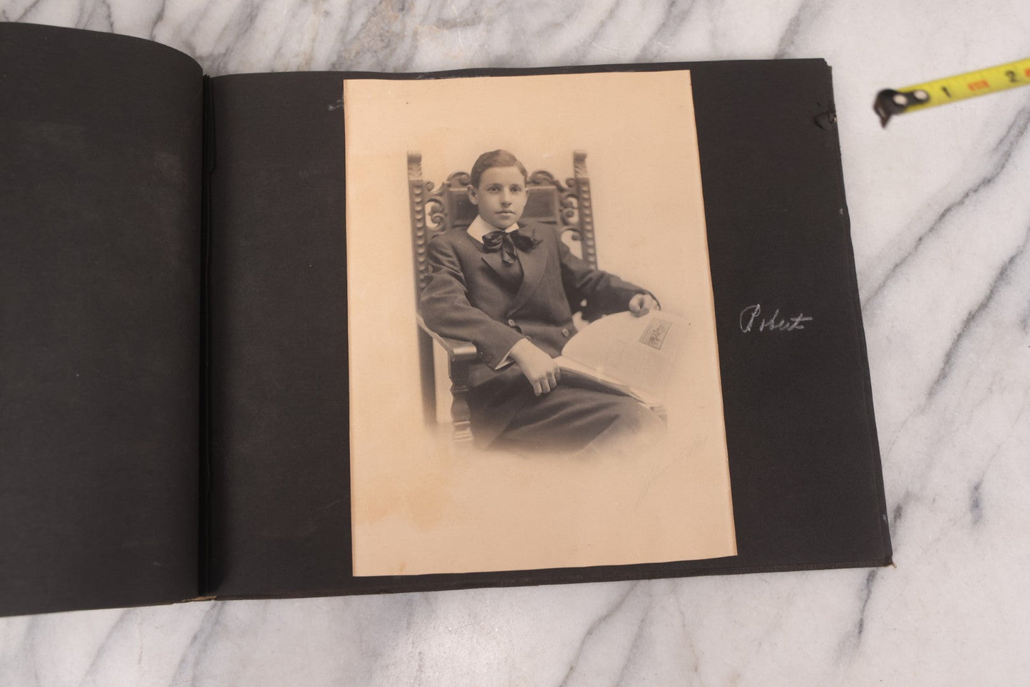 Lot 095 - Antique Family Photo Album With 25+ Portrait And Snapshot Photographs, Mostly Of Children, Including New York Sightseeing Trolley Photo, And Several Additional Loose Snapshot Photos