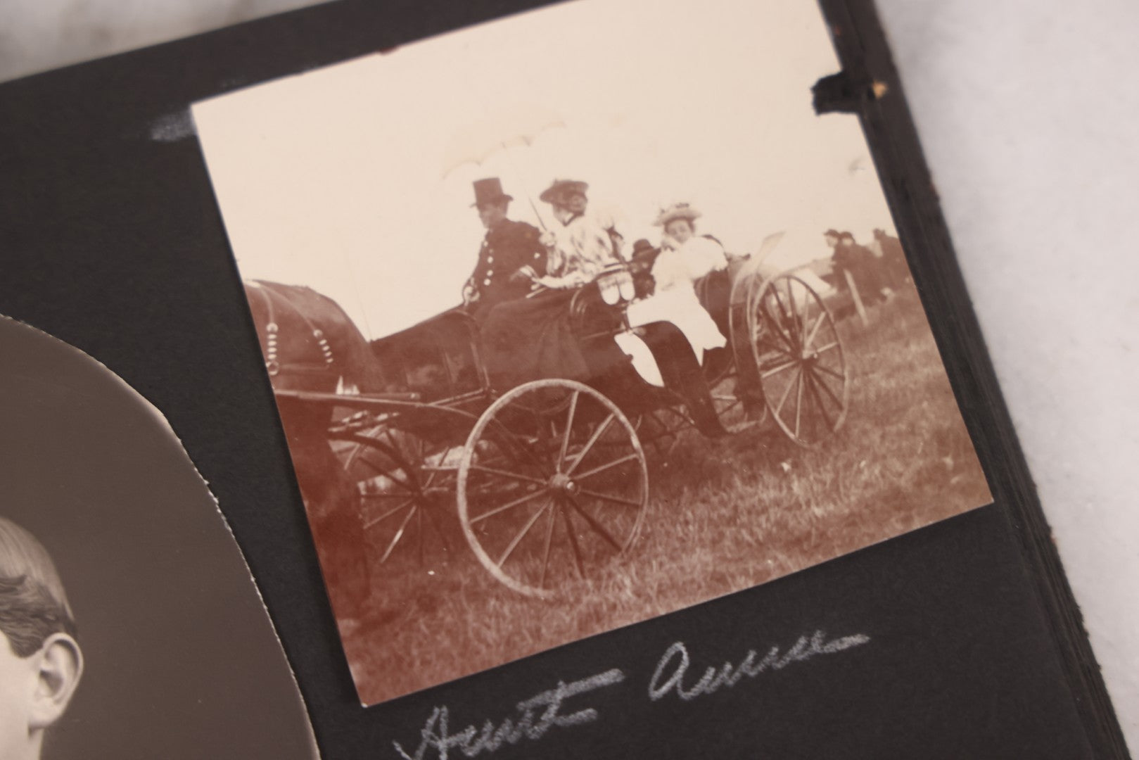 Lot 095 - Antique Family Photo Album With 25+ Portrait And Snapshot Photographs, Mostly Of Children, Including New York Sightseeing Trolley Photo, And Several Additional Loose Snapshot Photos