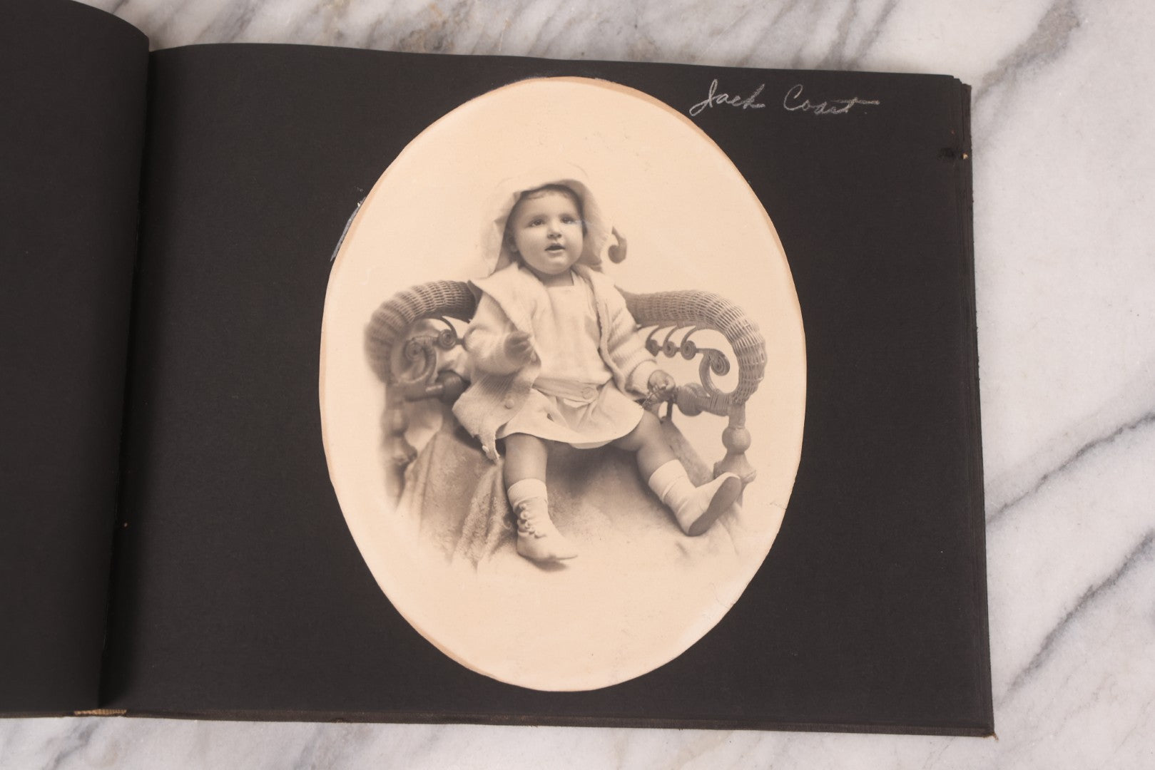 Lot 095 - Antique Family Photo Album With 25+ Portrait And Snapshot Photographs, Mostly Of Children, Including New York Sightseeing Trolley Photo, And Several Additional Loose Snapshot Photos