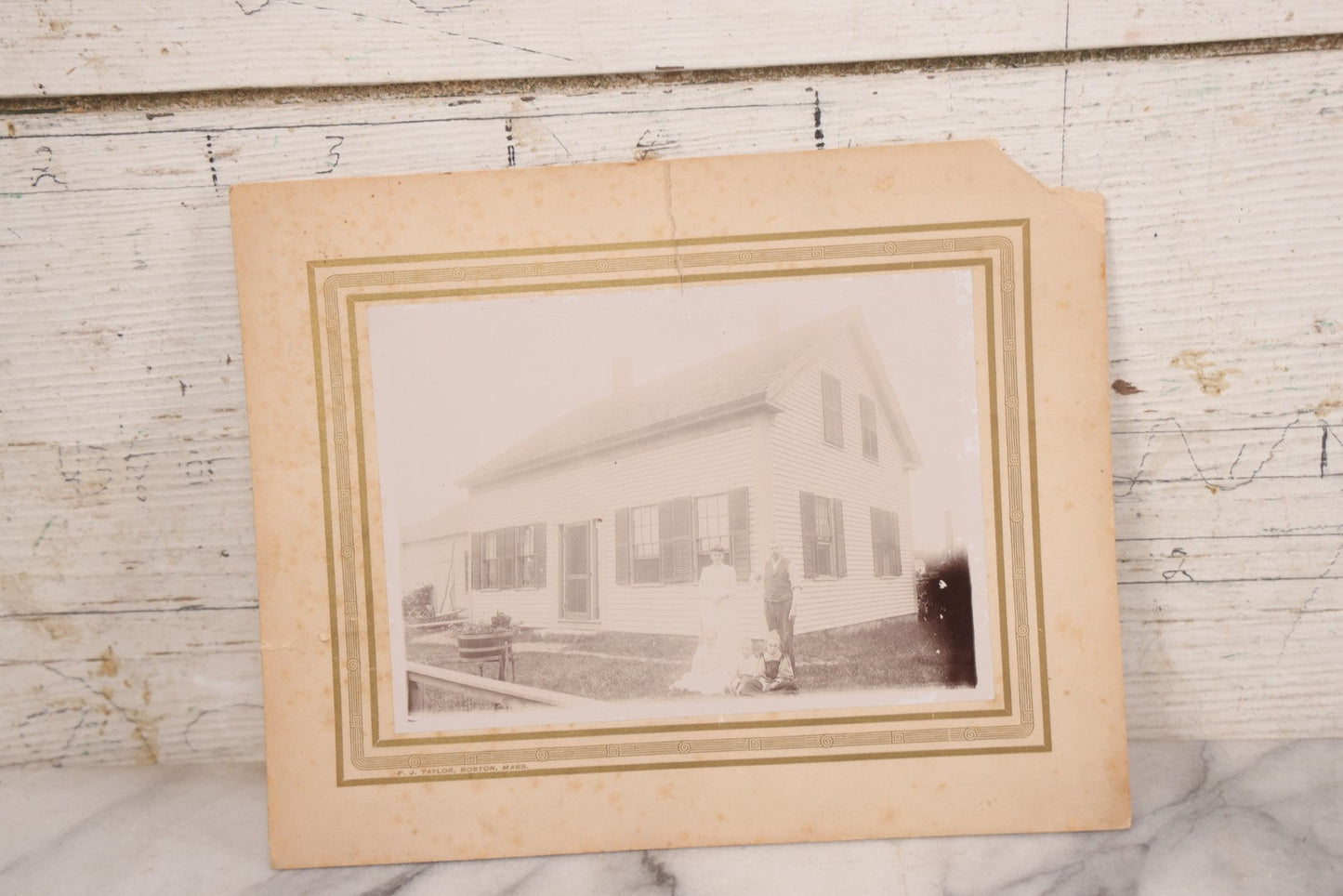 Lot 101 - Grouping Of Four Antique Boarded Photos Of Large Colonial Houses And Families