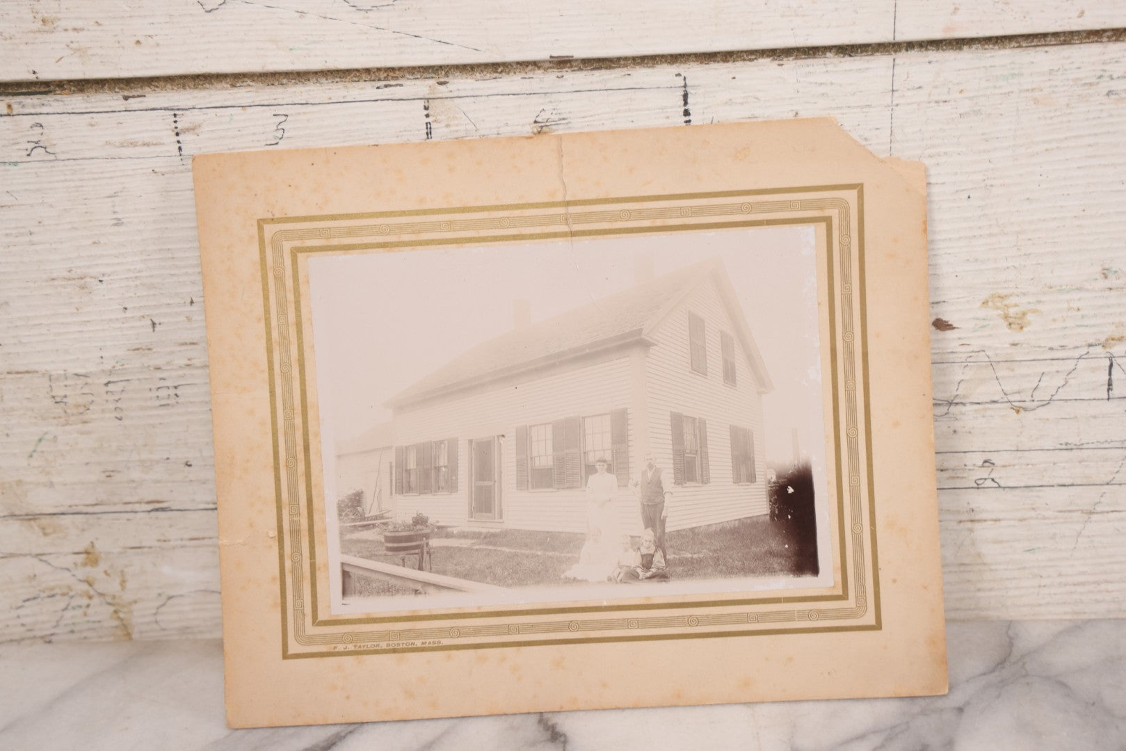 Lot 101 - Grouping Of Four Antique Boarded Photos Of Large Colonial Houses And Families