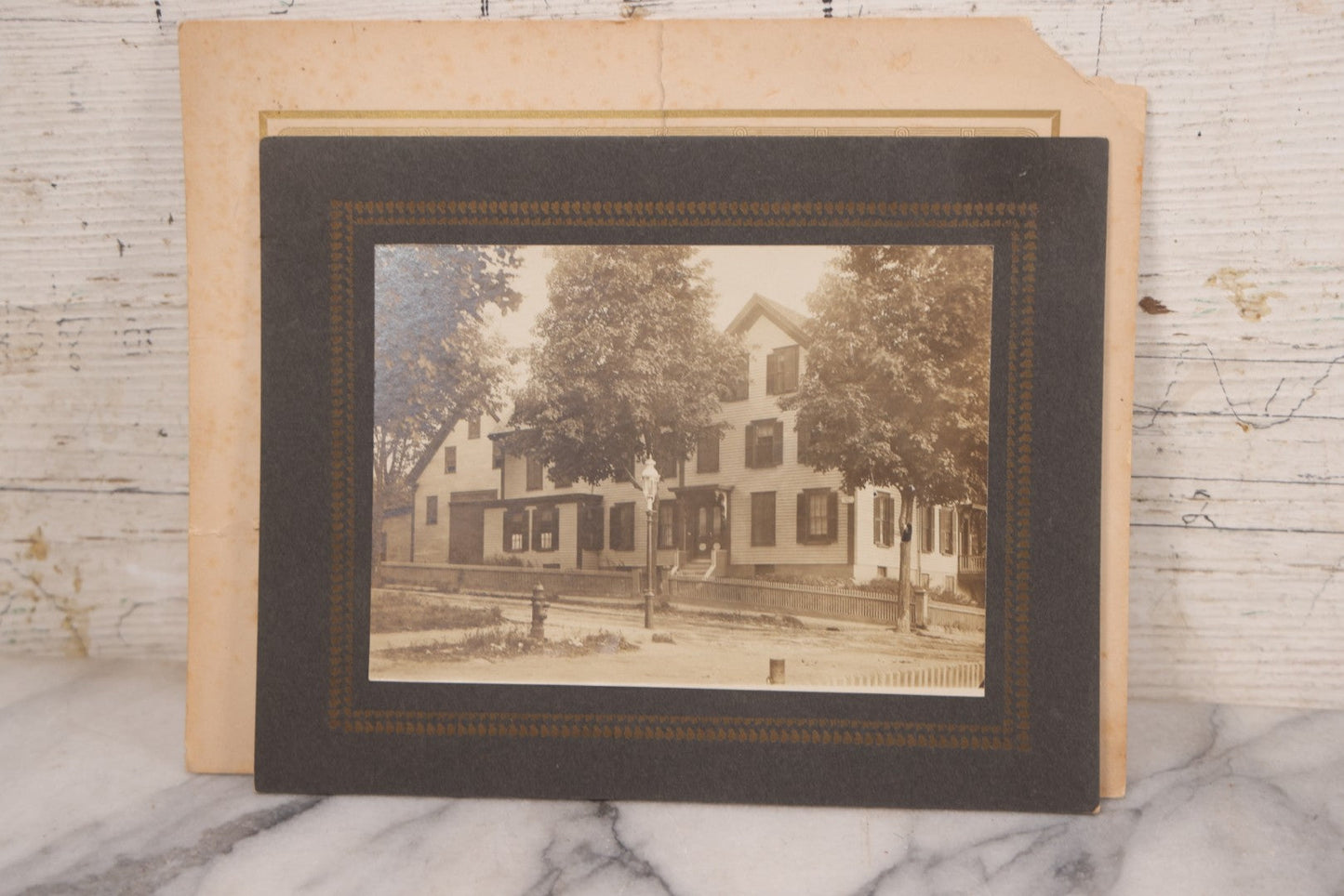 Lot 101 - Grouping Of Four Antique Boarded Photos Of Large Colonial Houses And Families