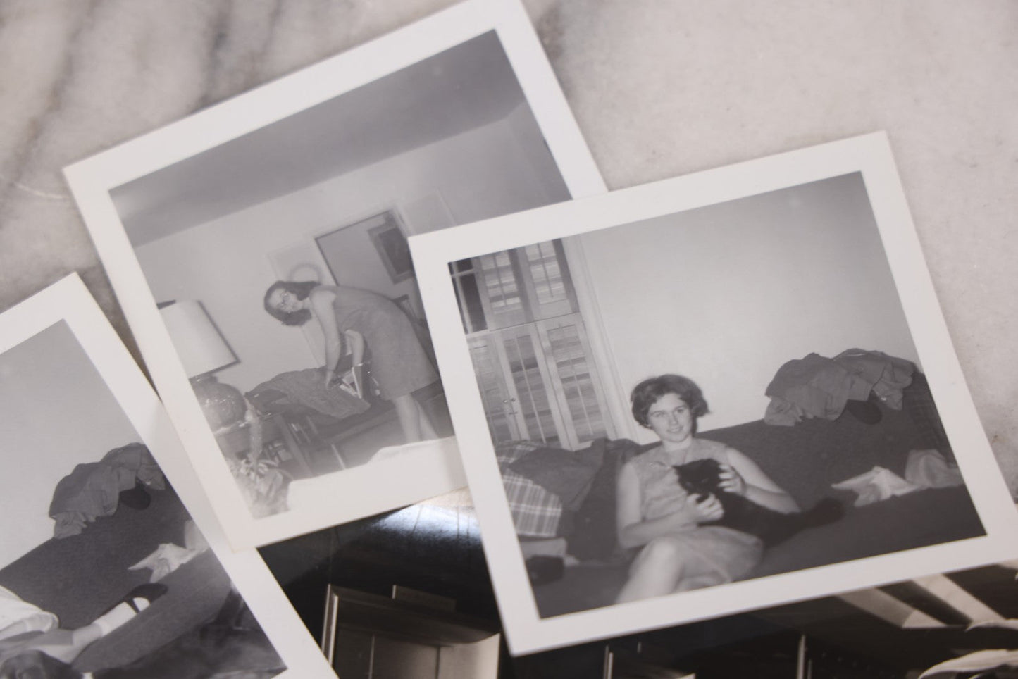 Lot 103 - Grouping Of Thirteen Vintage Snapshot And Other Mixed Photographs Including Woman In Costume, M.G. Conference, Woman With Cat And Dog, Postcard Of Woman Water Skiing, Horse, Circa 1960s