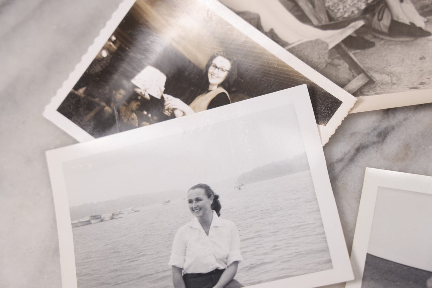 Lot 103 - Grouping Of Thirteen Vintage Snapshot And Other Mixed Photographs Including Woman In Costume, M.G. Conference, Woman With Cat And Dog, Postcard Of Woman Water Skiing, Horse, Circa 1960s