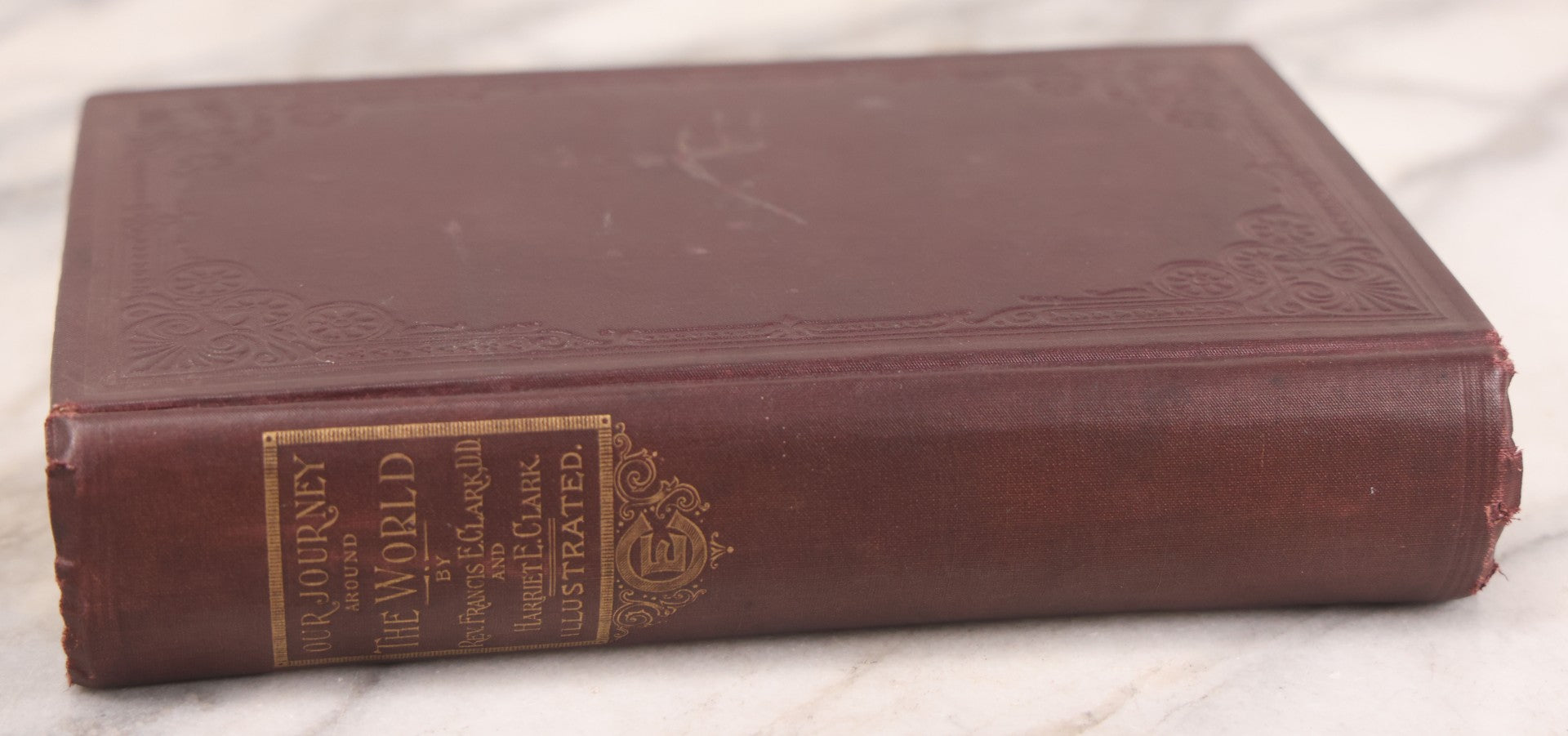 Lot 107 - "Our Journey Around The World" Antique Illustrated Travel Book By Rev. Francis E. Clark, D.D., Approximately 200 Illustrations, Embossed Frame Design On Covers, Published By Worthington & Co., Hartford, 1895