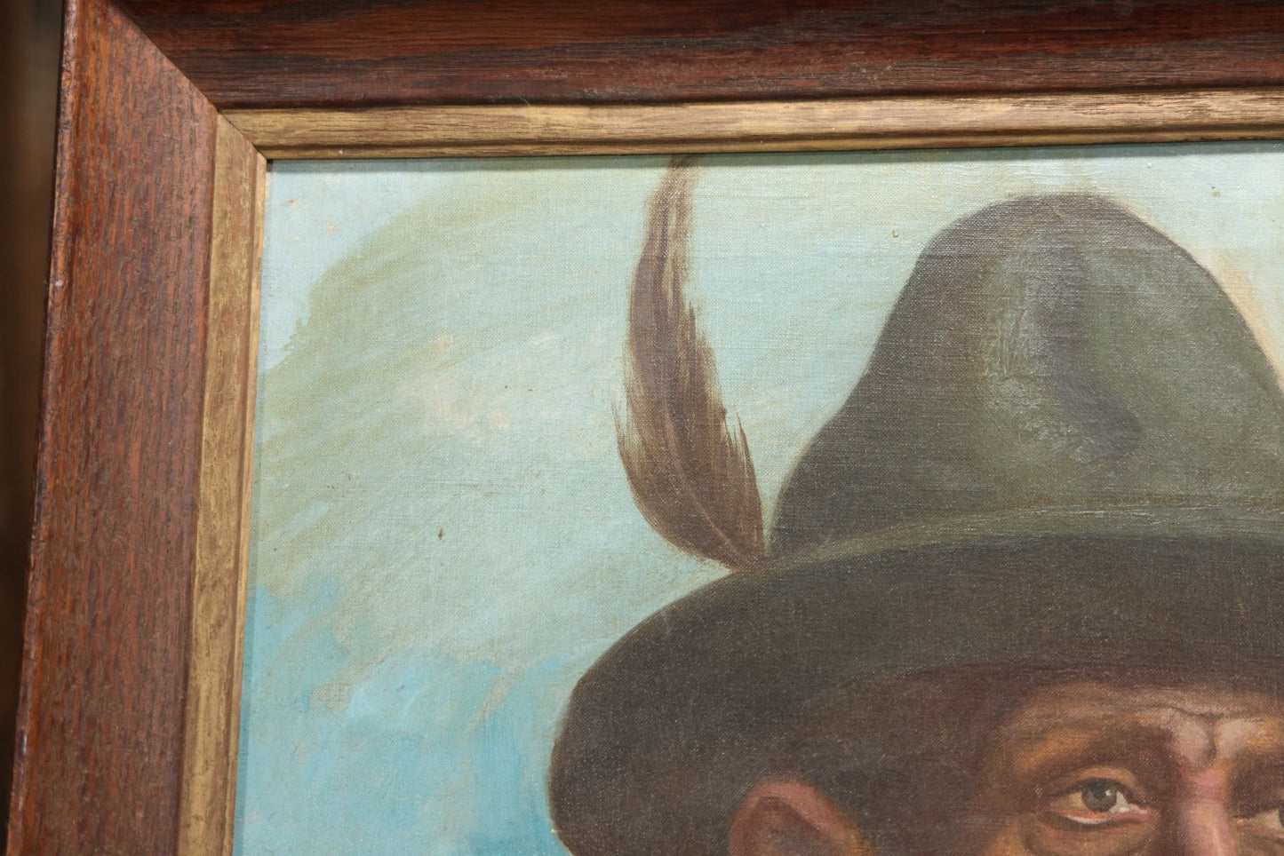 Mid-20th Century Oil On Canvas Portrait Of Elder Alpine Gentleman With Pipe, Signed Gussich, 23-3/4" X 27-3/4"