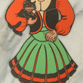 Lot 030 - Vintage Jointed Die-Cut Wiggly Dancing Witch Halloween Decoration, Likely Beistle