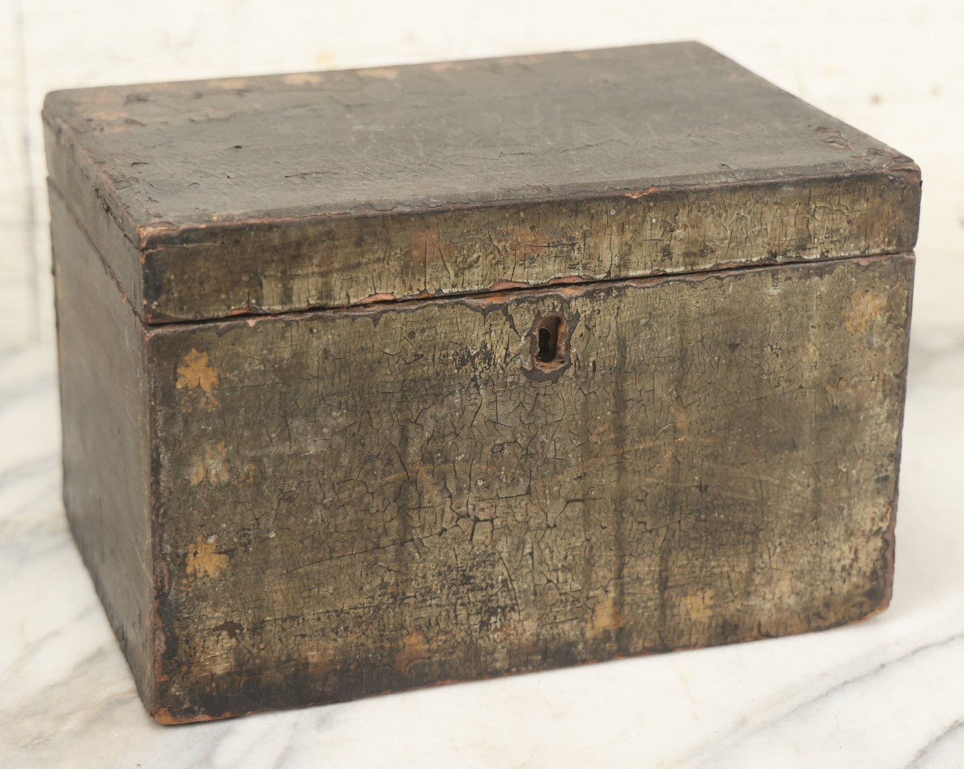 Lot 070 - Antique Lacquered Wooden Box With Original Surface, Remnants ...
