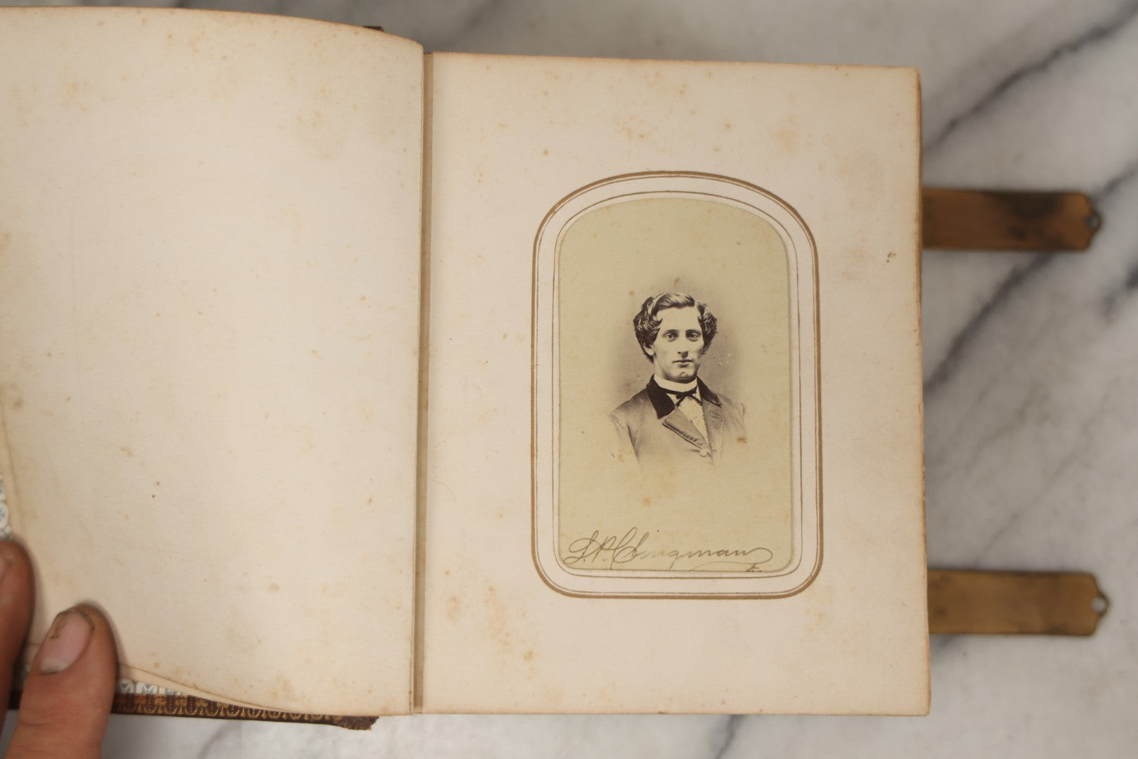 Lot 086 - Antique Family Photo Album With 32 Carte De Visite C.D.V. Photographs And 3 Tintypes, Mostly Of The Clingman Family, Including Photo Of Thomas Clingman, Mortally Wounded At The Battle Of Shiloh, Album By J.B. Lippincott & Co., Philadelphia