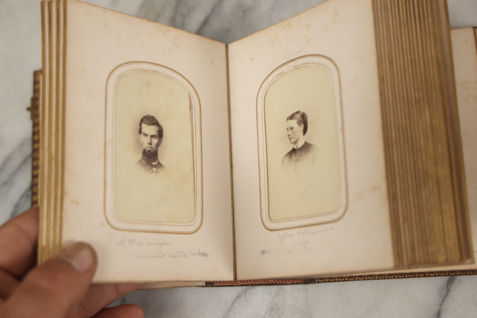 Lot 086 - Antique Family Photo Album With 32 Carte De Visite C.D.V. Photographs And 3 Tintypes, Mostly Of The Clingman Family, Including Photo Of Thomas Clingman, Mortally Wounded At The Battle Of Shiloh, Album By J.B. Lippincott & Co., Philadelphia